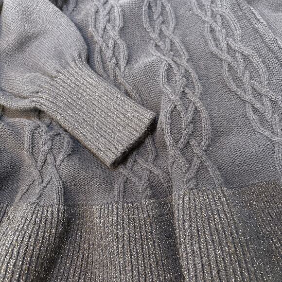 Cupcakes and Cashmere Sweater Dress Navy Cable Knit Ruffle Glitter Accents 5/6 - Picture 11 of 13